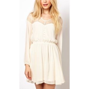 River Island Printed Skater Dress w/ Mesh Inserts